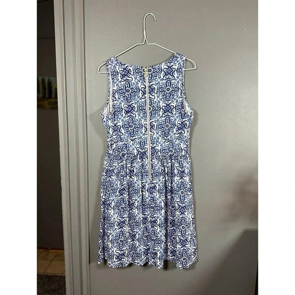 Milly For Design Nation Italia Dress A-Line V-neck Blue Combo 8 Pleated Banvin - Picture 6 of 12